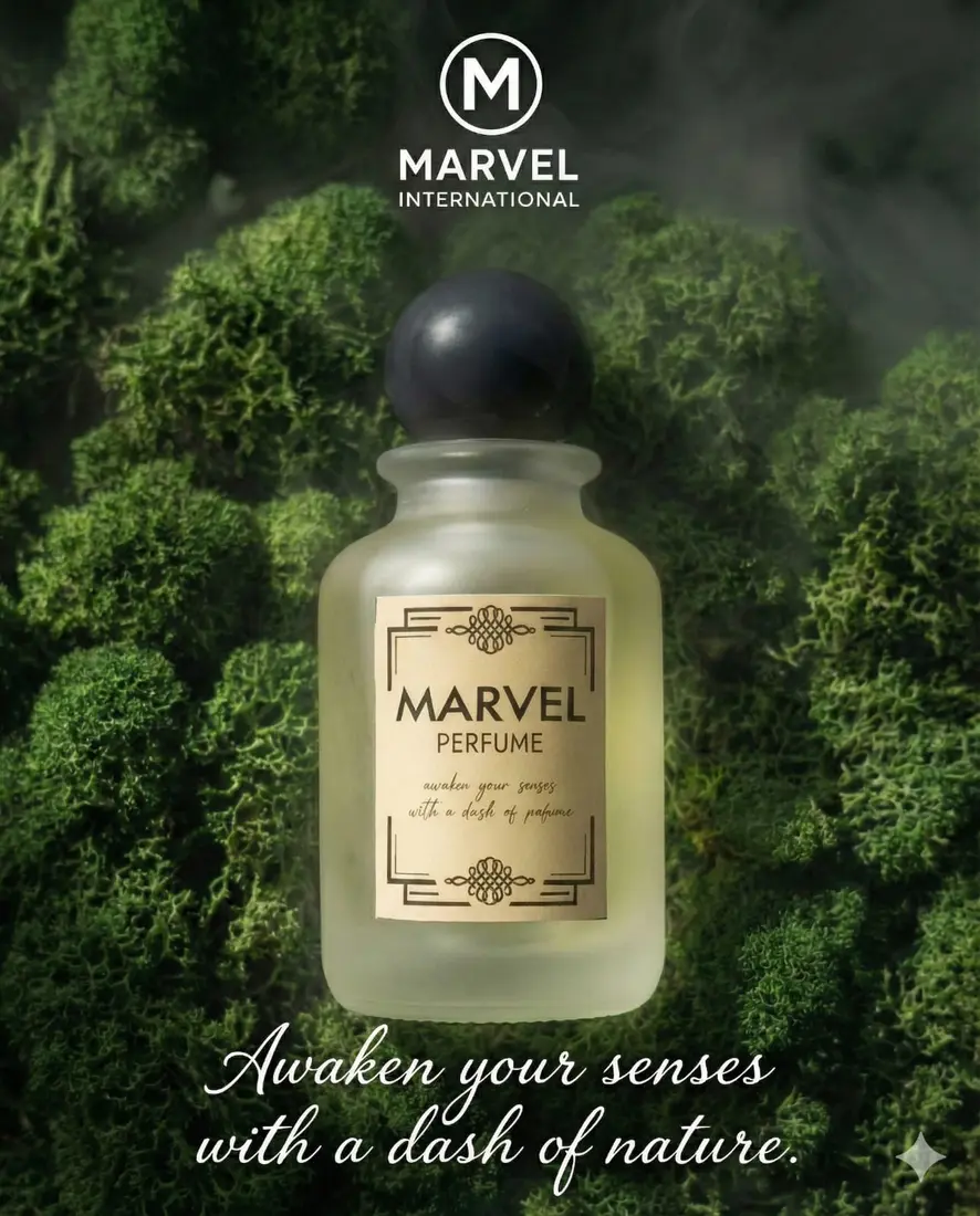 Marvel perfume with a natural green fragrance atmosphere